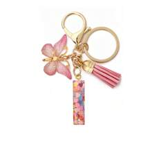 1pc Women's Boho Fashionable Pink Glittery Heart Shaped & English Letter Keychain With Tassel & Butterfly Design, Heart Shape Glitter, Crystal, Tassel And Butterfly Pendant Car Hanging Pendant Women Gift, Wallet And Handbag Accessories For Couple, Mother, Valentine's Day, Friends As Gift, Bag Pendant - Рожевий - Переглянути 17
