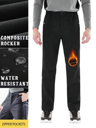 TECTOP Men's Slim Fit Cargo Snow Pants For Hiking, Windbreaker, Outdoor Trousers With Zip Pockets, Random Logo Shipped