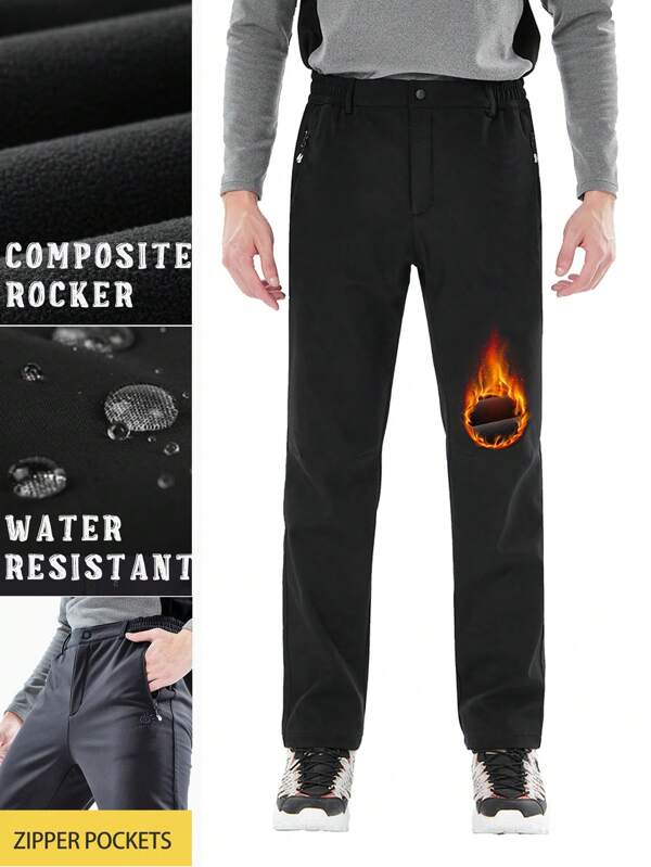 TECTOP Men's Slim Fit Cargo Snow Pants For Hiking, Windbreaker, Outdoor Trousers With Zip Pockets, Random Logo Shipped