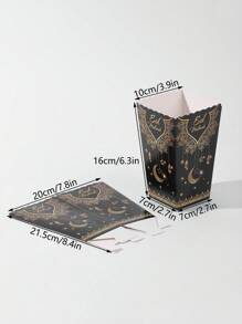 8-12-24 piezas Cajas de palomitas de maíz para fiesta de Ramadán, cajas con temática de Eid Mubarak, cajas con media luna y con dorado para pollo frito y papas fritas, empaque para panadería