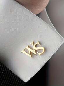 Elegant Custom Two Initial Men's Cufflinks - Stainless Steel Letter Design - Personalized Dress Shirt Cuff Links Gift For Father, Husband, Boyfriend, Son - English Capital Letters Only (Pair) - Cufflinks - View 2