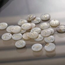 3 Peças Pingente Redondo de Concha de 15mm, 26 Peças Contas com Letra de Furo Único, Padrão de Alfabeto de A a Z, Para Fazer Colar, Pulseira, Artesanato de Joias