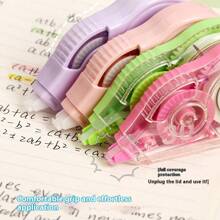 High-Quality Correction Tape With Large Capacity, Smooth Gliding, Non-Sticking, Non-Breaking Correction Tape - Ideal For Students, Compatible With Pencils, Ballpoint Pens, Rollerball Pens, Easy Correction Without Pressure, Must-Have School Supplies - Multicolor - View 10