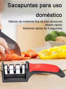 Afilador de Cuchillos Cocina 3 Etapa Manual Profesional Afiladores Manuales con cuchilla de Cerámica/varilla de diamante/Hoja de Acero de Tungsteno, Cuchillas de Restauración y Polaco con Base Antideslizante, Mango Ergonómico para Cualquier Tipo de Cuchillos, Acero Inoxidable - Negro - Ver 6