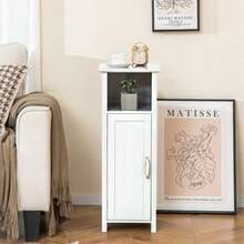 Freestanding Wooden 2-Tier Cabinet Bathroom Large Storage Organizer W/Open Shelf - White - View 3