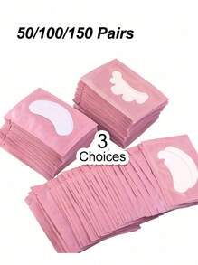Waloshow 50-100-150-200pairs Eye Patches Eyelash Extension Under Eyelashes Fake Lashes Stickers Lash Extension Supplies Patches For Building Eyelid - Pink - View 2