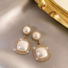 5 pièces Set d'Boucles d'oreilles à tige minimaliste, vintage, bicolore, en forme de cœur creux avec faux perle, de luxe et uniques, pour la Saint-Valentin