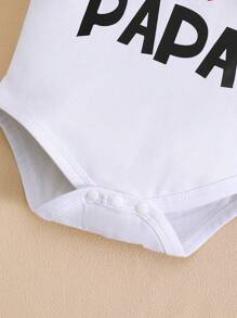 BrownBark Set de 2 prendas: Pelele de manga corta para bebé/niño pequeño con estampado gráfico "Amo a papá y mamá" para Día de San Valentín, trajes casuales y sencillos lindos para gateo de bebé, para Día de la Madre/Padre