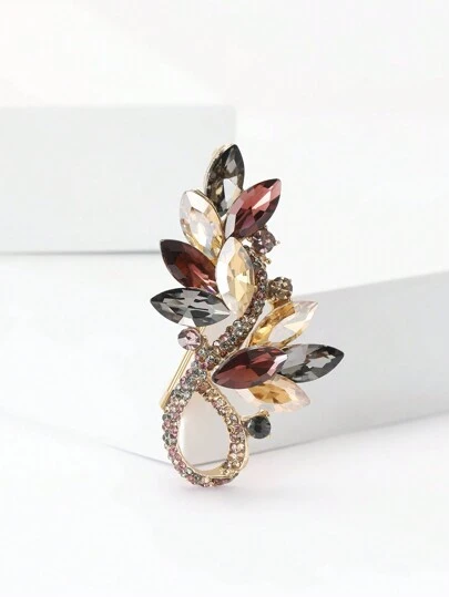 Gray, Coffee, Purple Crystal Wheat Ear Brooch, Unisex, Floral Lapel Pin, Party Jewelry Gift, Suit Accessory