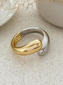 1pc Vintage Punk Style Minimalist Fashion Metal Asymmetric Water Drop Wave Cuff Bracelet, Women's Thick Gold Wide Adjustable Wrist Bracelet, Exaggerated Chunky Jewelry, Suitable For Women's Daily Decor, Party And Banquet Outfits, Holiday Gifts, High-Quality Metal Charming Luxury Jewelry - Silver - View 8