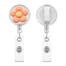3D 5-Petal Flower Nurse Badge Reel, Retractable Badge Reel ID Holder, Suitable As Gift For Nurses, Doctors, Medical Staff, Hospital Office Workers