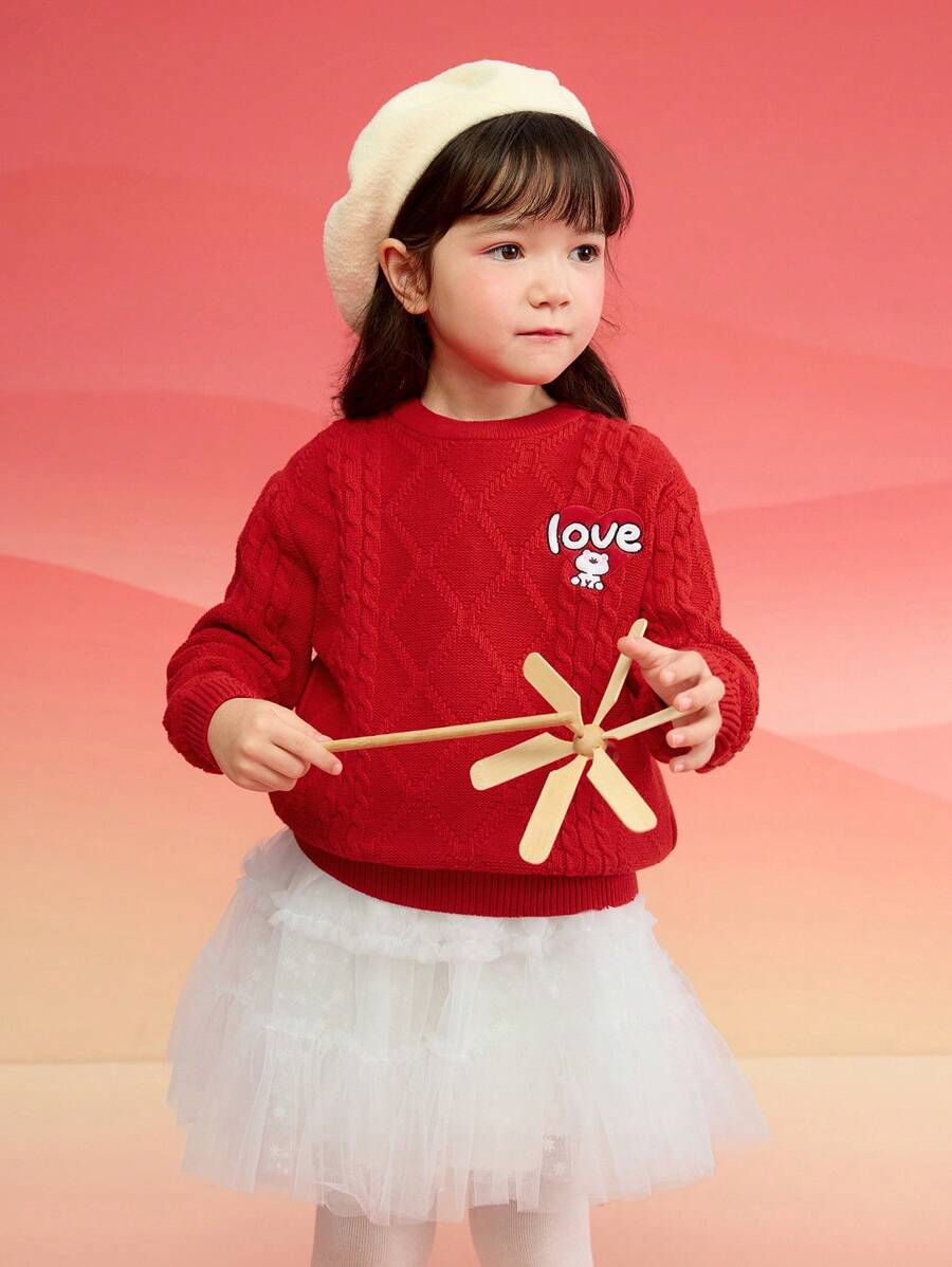 Balabala Suéter de punto para niña preadolescente Balabala, conjunto a juego familiar, jersey de Año Nuevo 2025