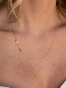 Initial Birthstone Necklace, Personalized Necklace, Letter Necklace, Birthstone Necklace,Minimalist Necklace, Mothers Day Gift, Gift For Her,Gold,Stylish,Colorful,Vintage,Unisex,Hipster,Simple,Casual,Custom,Personalized,Unique,Ideal Gifts For Him,Ideal Gifts For Her,Her,Boyfriend,Girlfriend,Dad,Mom,Family,Friends,For Anniversaries,For Birthdays,For Graduation,For Prom,For Party,Jewelry Women,Elegant Outfit