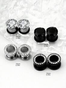 8 pièces/4 paires d'écarteurs d'oreilles en acier inoxydable et zircone double évasé de 4 mm à 14 mm. Bijoux de perçage du corps hypoallergénique pour les peaux sensibles. Boucles d'oreilles, bijoux d'oreilles pour femmes, été, plage, mariage