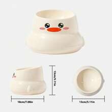 1pc Fashionable Duck Pattern Pet Bowl - High Foot Anti Slip - Protects Pet Neck Neck, Suitable For Cats And Dogs - Diagonal Opening For Convenient Cat/Dog Food Consumption, Making Cat Eating More Ritualistic, Pet Feeder - Cat Bowl/Dog Bowl