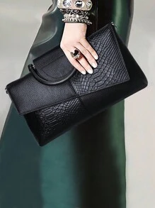 Wzór jest wycinany losowo z tkaniny 1 sztuka PU Wzór krokodyla Damska torba typu crossbody, damska torebka, torba na ramię, kopertówka na imprezę, torebka, portfel, kopertówka, odpowiednia na kolację, imprezę, imprezę, wypoczynek, zakupy