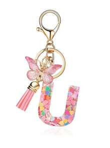 1pc Monograma Letra Inicial Chaveiro Bonito Borboleta Chaveiro Anel Para Carteira Bolsa Fone De Ouvido Estojo Presente Chaveiro Acessórios Pequenos Presentes Y2K