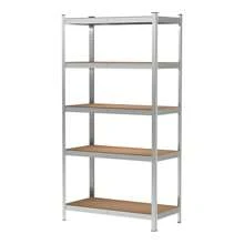 Estantería Almacenaje de 5 Niveles, Estantería Metálica, Modular, Garaje, Almacén, Trastero, Cocina, estante puede soportar mucho peso, 40 x 90 x 180 cm, Cargas Pesadas Taller 5 Estantes MDF Plata - Plateado - Ver 8