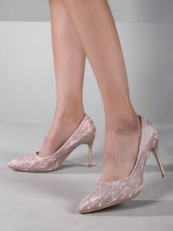 Damskie buty na wysokim obcasie ze spiczastym noskiem, nowe jesienno-zimowe wyjątkowe czółenka dla druhny, szampańskie złoto