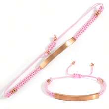 1 pièce Bracelet corde tressée fait main personnalisé, bracelet en pierre gravé personnalisé, convient pour le port quotidien, l'anniversaire de couple, la Saint-Valentin, l'anniversaire, les festivals, cadeau de couple de la Saint-Valentin, argent, stylé, coloré, vintage, simple, unisexe, décontracté, mignon, personnalisé, unique, idéal pour lui, idéal pour elle, elle, petit ami, petite amie, papa, maman, famille, amis, pour les anniversaires, pour les anniversaires, pour la remise des diplômes, pour le bal de promo, pour la fête, cadeaux pour la fête des mères