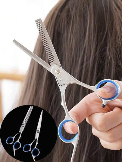 1pc High Quality Hair Cutting Scissors, Professional Haircutting Shears Including Thinning Scissors, Unisex For Human And Pet, Stainless Steel, Adjustable, Ergonomic Design, Suitable For Personal Or Salon Use
