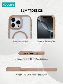 1 pièce Étui de couleur texturé à sangles magnétiques latérales KooLife, boutons de vaporisation d'huile séparés, objectif de caméra surélevé, PC+TPU mat de 2,0 mm au dos, aimant puissant, compatible avec iPhone 16/16Pro/16Plus/16ProMax/15ProMax/15Pro/15Plus/14ProMax/13ProMax/13Pro/12ProMax/11