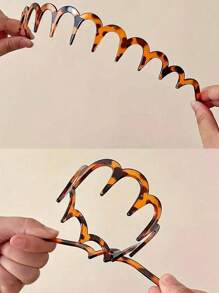 2条装女士豹纹齿状发箍，不紧绷发带，休闲日常发箍，简约风格发饰，情人节情侣发箍套装，送她的礼物，发箍，发圈，之字形发箍，头饰 - 彩色 - 查看 7