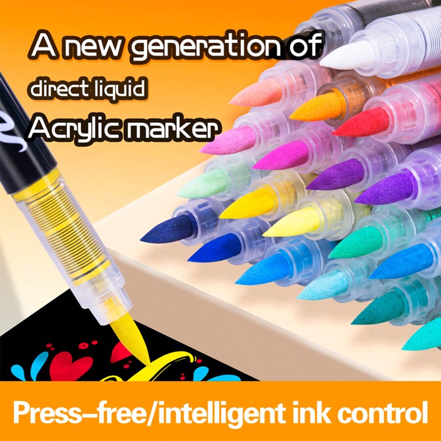 GuangNa Direct Liquid Acrylic Marker Pens, Soft Tip No-Pressure Student ...