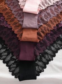 5 pièces/Paquet Culottes triangulaires sans couture en dentelle de couleur unie, sous-vêtements sexy et romantiques pour dames