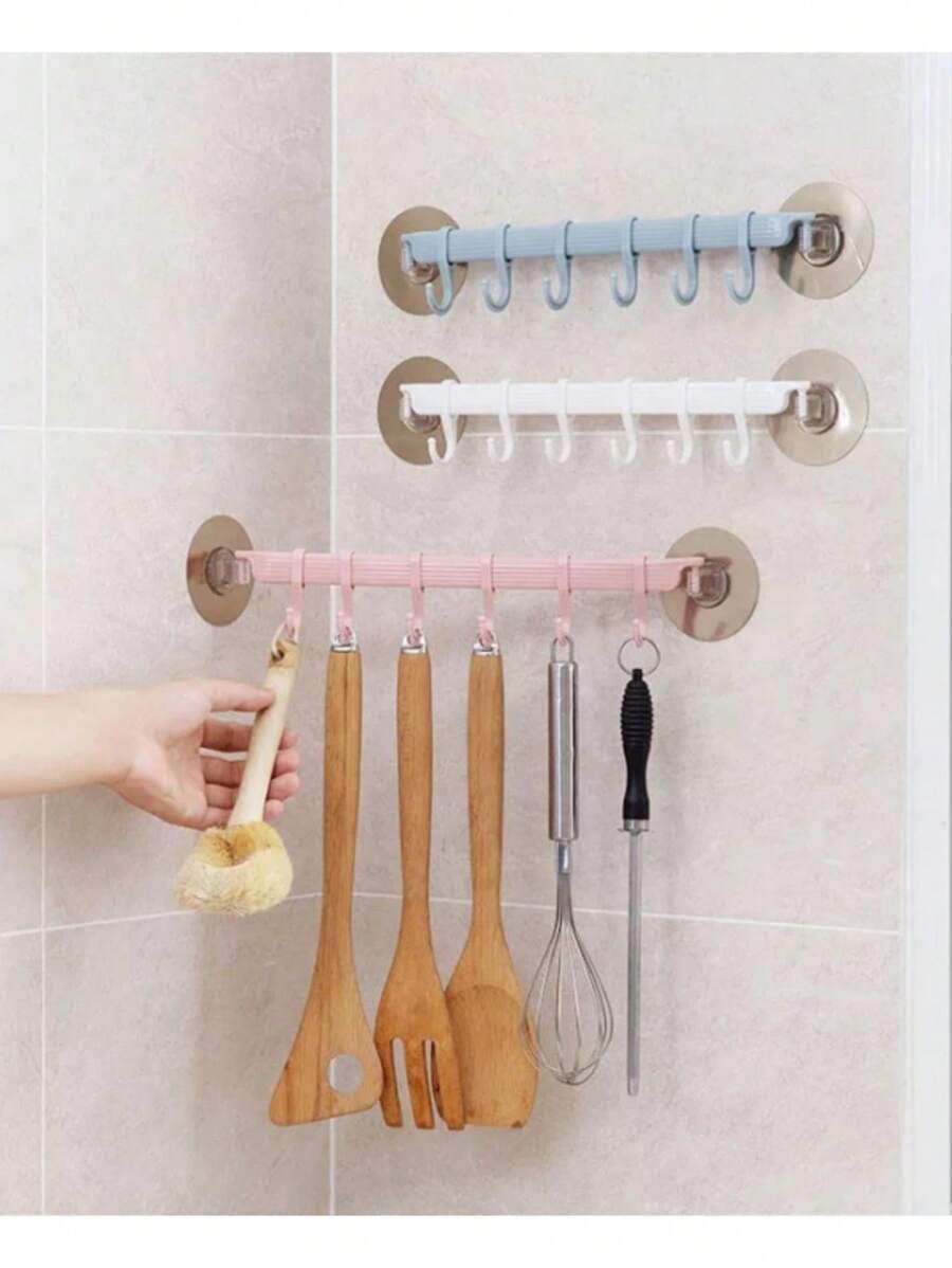 1pc,Kitchenware Stand Wall Mounted, Sticky Kitchenware Hook - No Drilling Required, Kitchenware Stand - Space Saving, Wall Mounted Accessory Hook For Kitchen, Bathroom, Bedroom