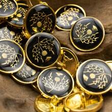 6 件金色山茶花金属纽扣，JK 制服风格，学校大学西装外套复古骑士皇冠纽扣