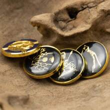 6 件金色山茶花金属纽扣，JK 制服风格，学校大学西装外套复古骑士皇冠纽扣