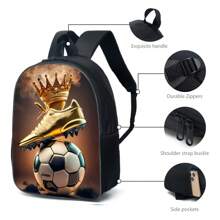 Three Pieces Football Pattern Backpack 15-Inch, Lightweight Outdoor Leisure Backpack For Back To School, Three Pieces Combination School Bag, Crossbody Bag - Football Three Piece Suit - View 8