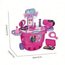 KINICHOOY Kids Makeup Table, 3+ Toddler Makeup Table, Mirror And Pretend To Play Makeup Accessories And Hair Dryer Toys, Girls Makeup Table Play House Games - 粉色 - 查看 2