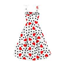 女士新款心形情人节圆点及膝连衣裙 - 彩色 - 查看 2