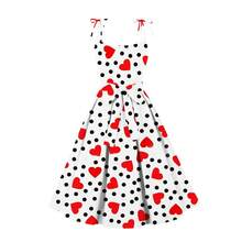 女士新款心形情人节圆点及膝连衣裙 - 彩色 - 查看 1