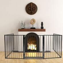 Daromigo Griglia di protezione per camino 304 cm, griglia di protezione per bambini, griglia per camino, griglia di protezione per forno, griglia protettiva in metallo per bambini, neonati, griglia per porta per la sicurezza dei bambini, elementi da 5 pezzi (60 x 76 cm ciascuno) nero