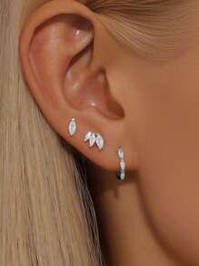 3 Singles Asymmetrical 925 Sterling Silver Earring For Women Stud Earring Suitable For Anniversary Bridal Jewelry Fine Jewelry - Silver - View 11