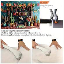 Festive Mexico Carnival Backdrop - Vibrant Flower & Stripe Design For May 5th, Birthday Parties & More - Polyester Photography Background,1PC - Multicolor - View 5