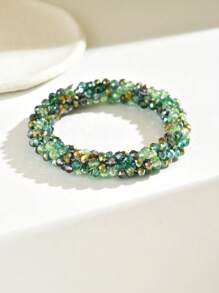 1 件女士简约彩色水晶串珠手链，适合日常佩戴