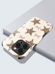 1 Pc New Star Leopard Bow Anti-Drop Shockproof Soft TPU+PC Hybrid Phone Case Compatible With Apple IPhone 16/16Plus/16Pro/16ProMax