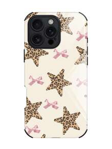 1 Pc New Star Leopard Bow Anti-Drop Shockproof Soft TPU+PC Hybrid Phone Case Compatible With Apple IPhone 16/16Plus/16Pro/16ProMax