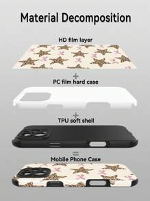 1 Pc New Star Leopard Bow Anti-Drop Shockproof Soft TPU+PC Hybrid Phone Case Compatible With Apple IPhone 16/16Plus/16Pro/16ProMax