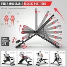 Adjustable Weight Bench Foldable 700 Lbs Strength Training Benches Full Body Workout Bench Press Fast Auto-Lock Adjustments - black1 - View 3