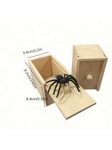 1pc Wooden Spider Prank Box - Funny Gag Gift Practical Joke Kit For Various Room Types, Indoor & Outdoor Use, Holiday Themed For Halloween, Christmas, Easter, Thanksgiving, Without Electricity