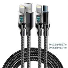 BinBoom 3A Max Compatible With IPhone Charger Cord MFi Certified Long Lightning Cable With LCD Display, 2.4A Fast Charging USB A/Type-C To IOS Cable Compatible With IPhone 14 13/12/11 Pro Max/XS MAX/XR/XS/X/8/7/Plus/6S - Black - View 8