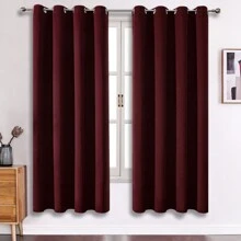 1 tấm hoặc 2 tấm rèm cửa có lỗ trên tùy chọn, rèm cách nhiệt cản sáng dệt ba lớp bằng vải cao cấp, rèm che tối cho phòng ngủ, phòng khách, nhà bếp, phòng ăn và tủ - Màu đỏ tía - rượu vang đỏ - Xem 49