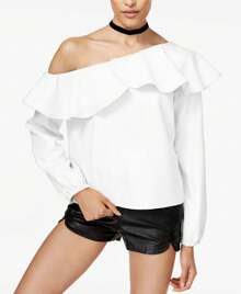 Minkpink On The  Ruffled One Shoulder Top - 白色 - 查看 2