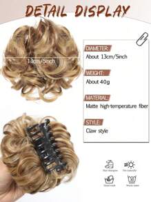 Chignon con fermaglio a pinza in capelli sintetici ricci, resistente al calore, con boccoli naturali, fermagli per extension capelli, colori nero, marrone, biondo, adatto per l'uso quotidiano, 40g 1 pezzo