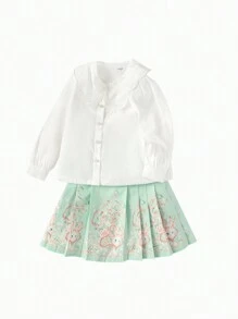 Balabala 女童绣花装，汉服裙套装，2025新年